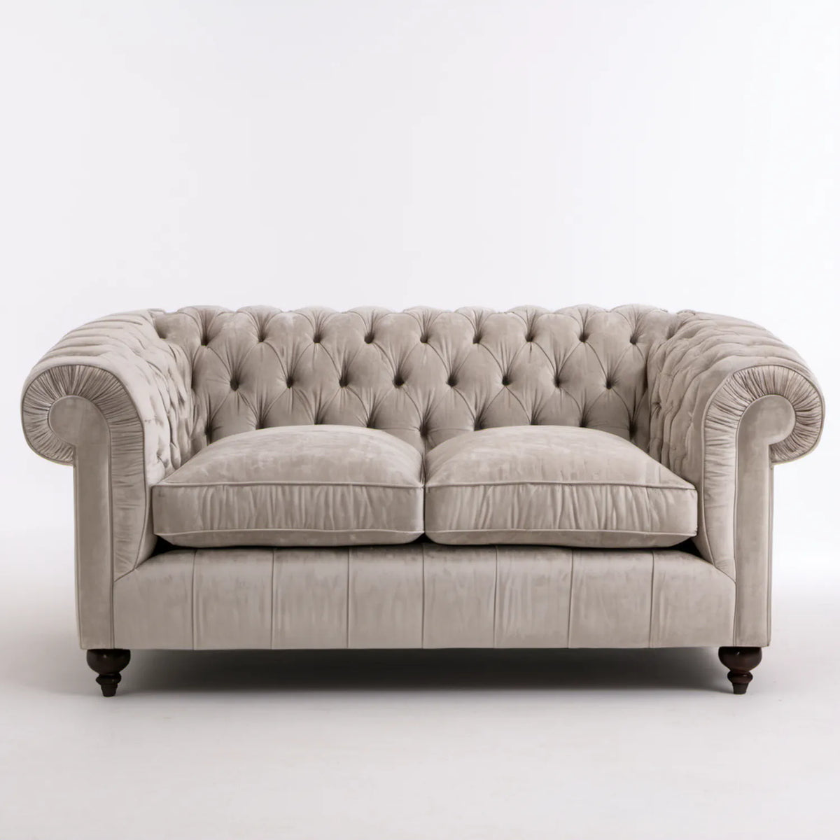 Dwuosobowa sofa Chesterfield z weluru poliestrowego Taupe 180 × 95 × 78 cm