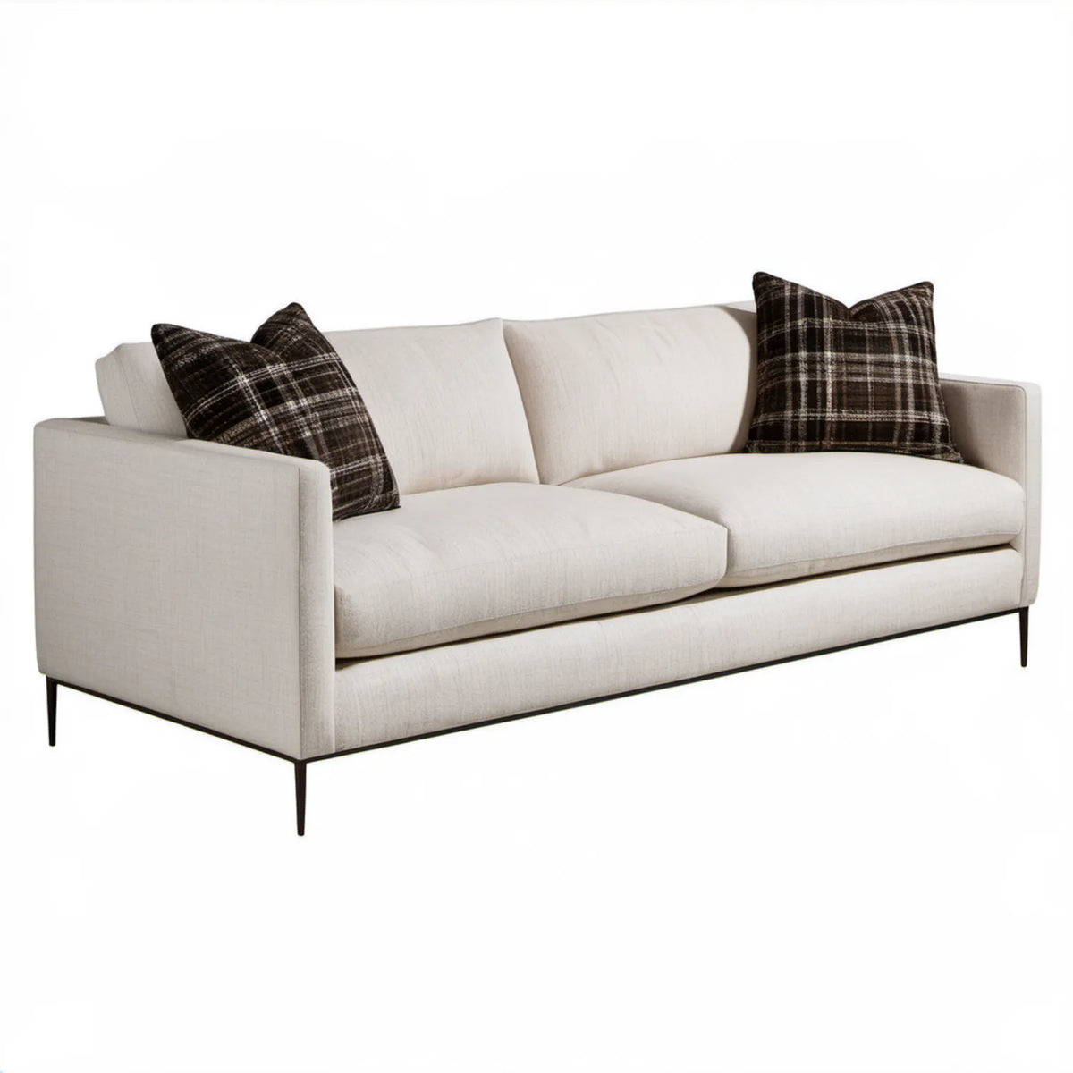 Trzyosobowa sofa z tkaniny poliestrowej, kremowa, 220 x 90 x 85 cm