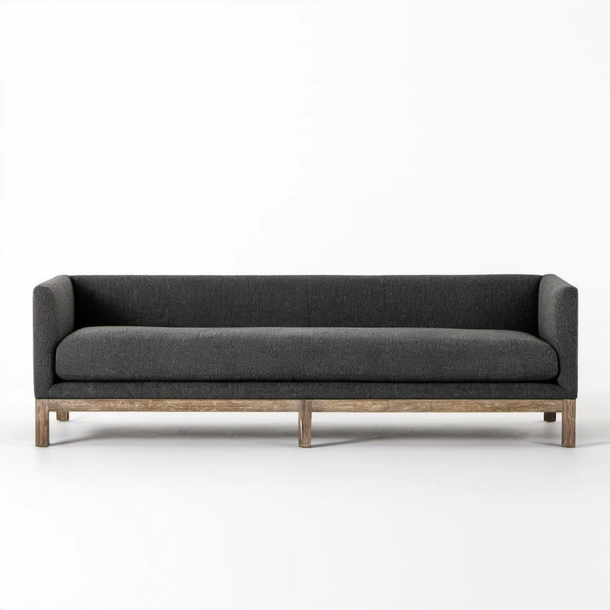 Sofa grafitowa z brązowymi drewnianymi nogami, 210 x 85 x 78 cm