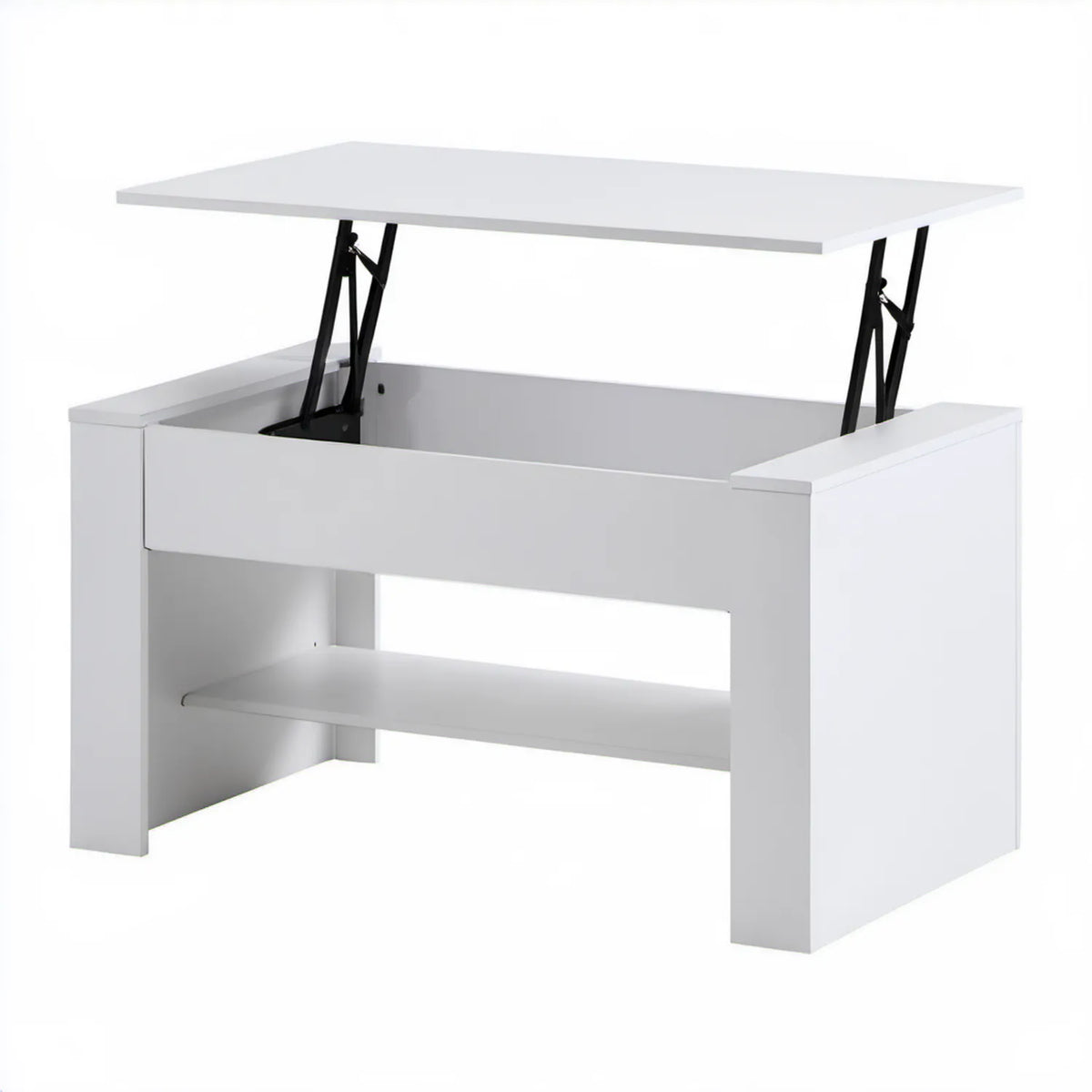Biały prostokątny stolik z podnoszonym blatem 100 x 50 x 45–65 cm