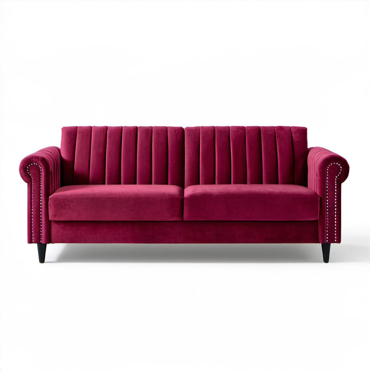 Bordowa sofa 3-osobowa z aksamitu poliestrowego 200 x 88 x 90 cm