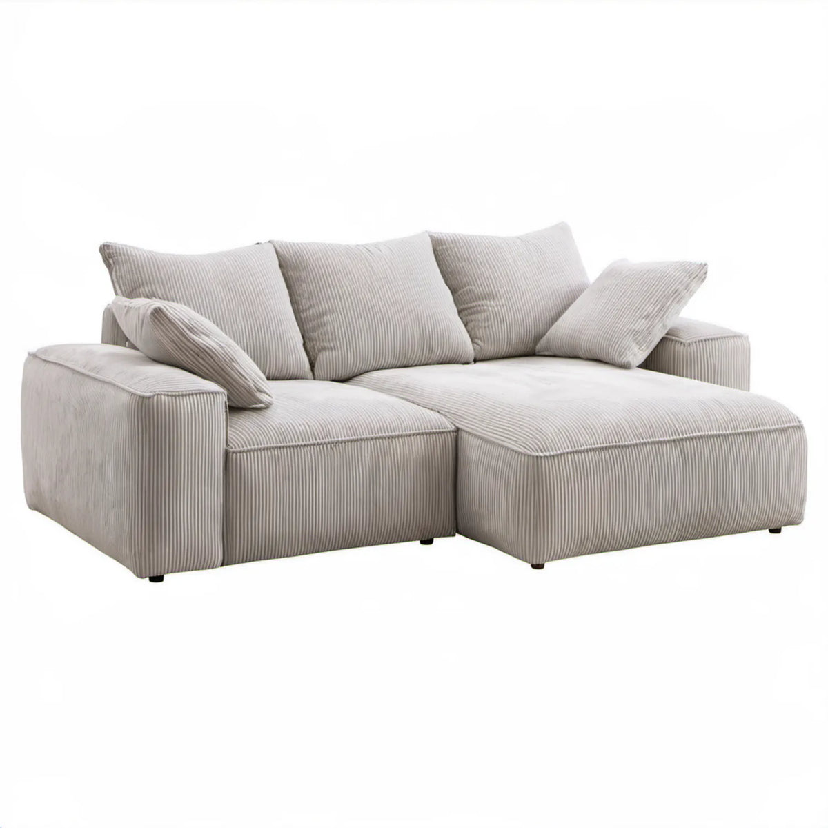 Jasnobeżowa sofa modułowa w kształcie L z prawym szezlongiem, 250 × 165 × 85 cm