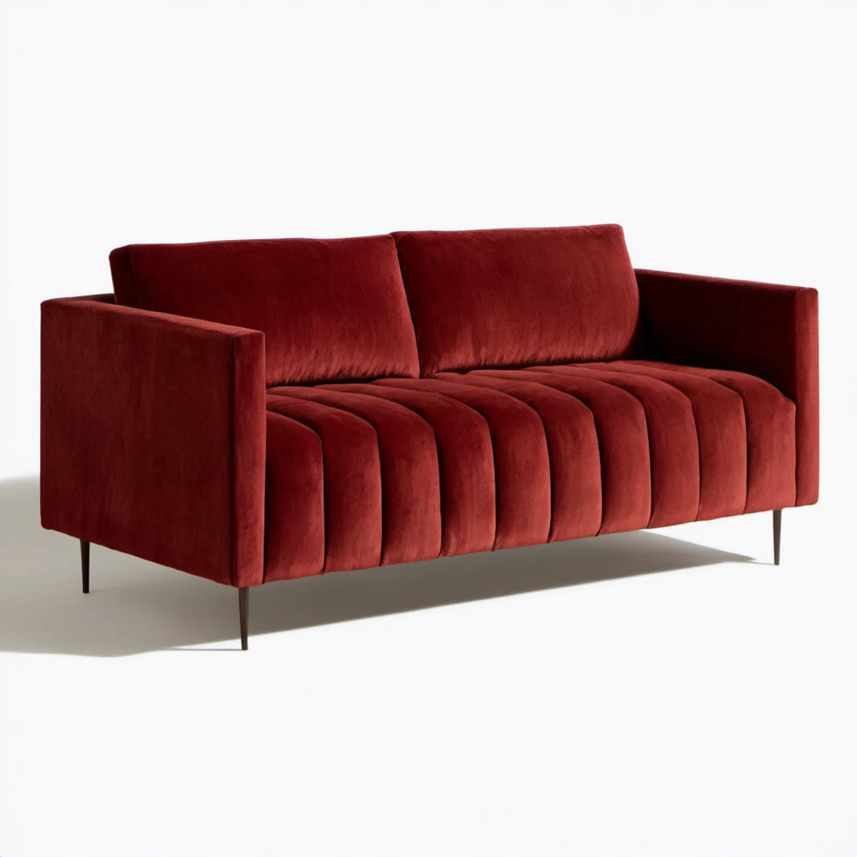 Bordowa sofa dwuosobowa z aksamitu poliestrowego 180 x 85 x 80 cm