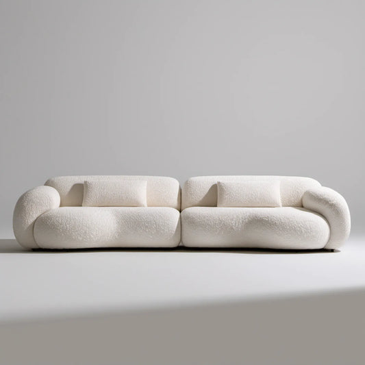 Kremowa sofa modułowa bouclé, 2-częściowa, 300 x 100 x 75 cm
