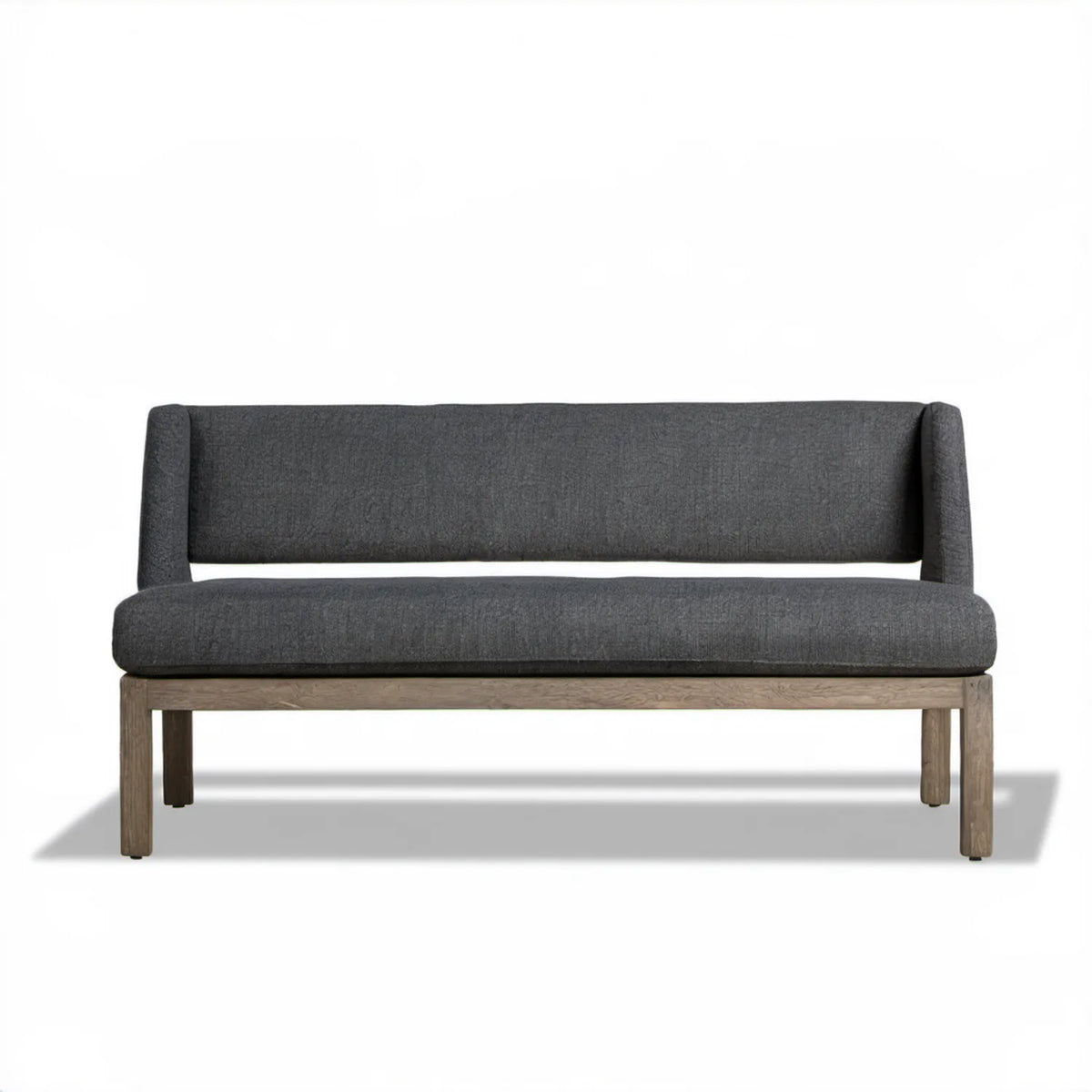 Dwuosobowa sofa z litego drewna dębowego, tapicerowana antracytowa, 130 x 70 x 80 cm
