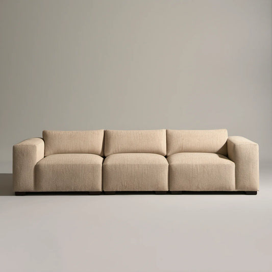 Beżowa sofa modułowa 3-osobowa z tapicerką poliestrową, 270 x 105 x 78 cm