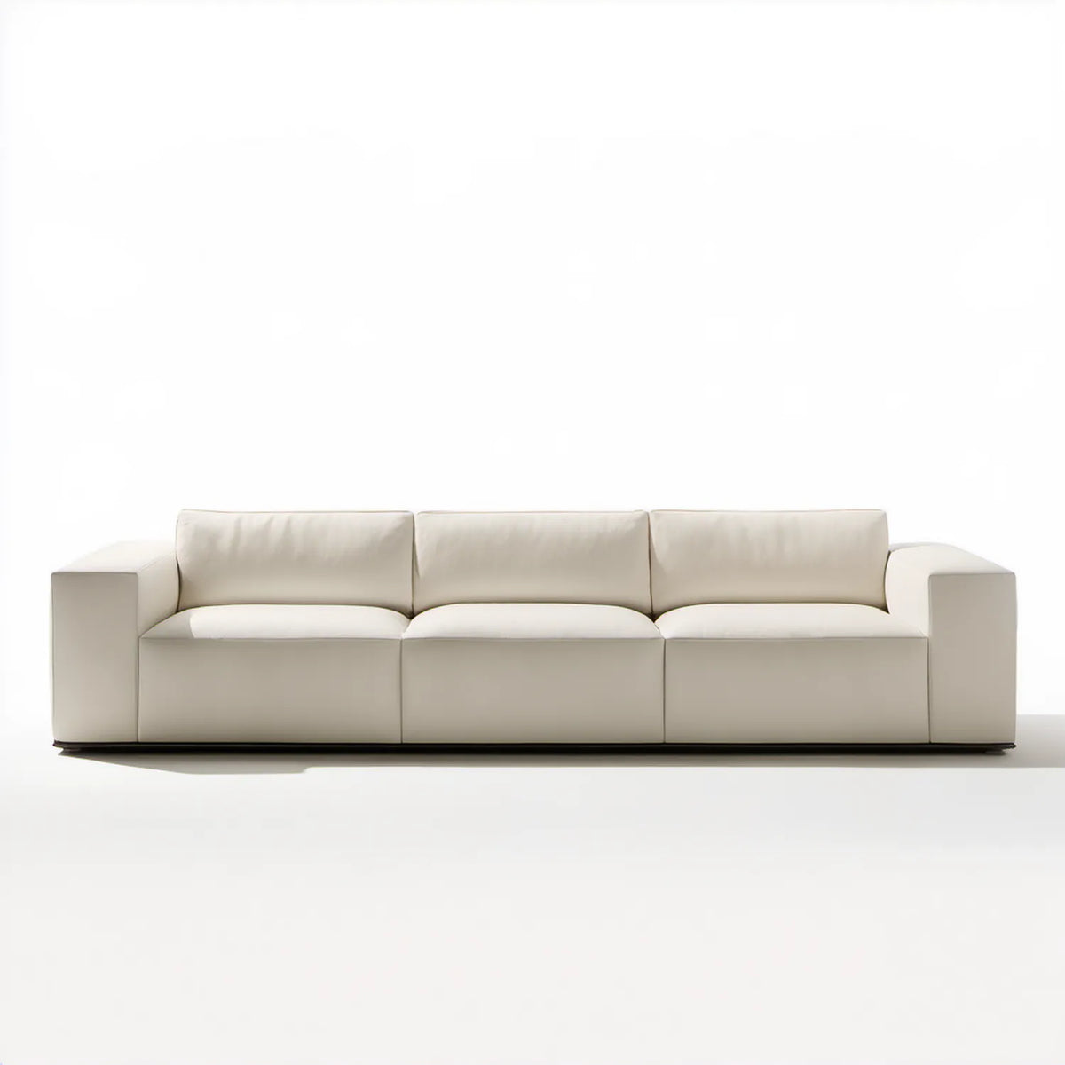 Trzyosobowa sofa z tapicerką ze skóry syntetycznej PU, kremowa/czarna, 300 × 100 × 75 cm