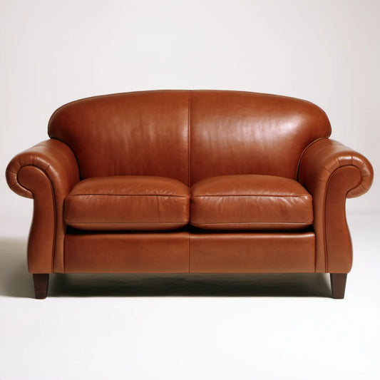 Dwuosobowa sofa klasyczna ze skóry syntetycznej PU, brązowa, 170 x 90 x 88 cm