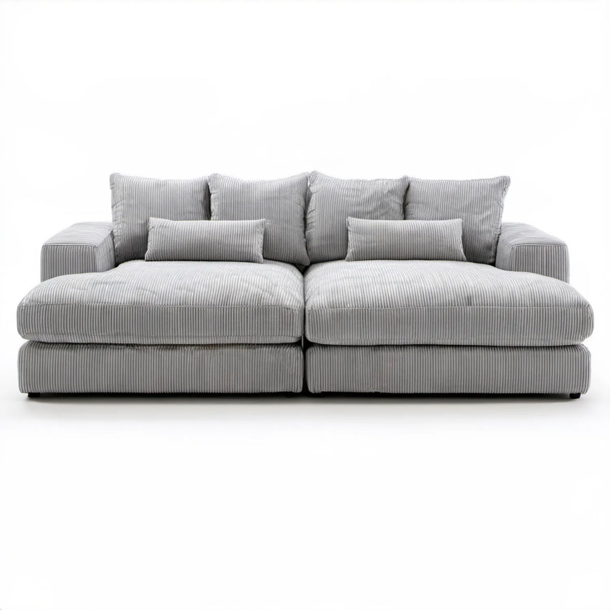 Trzyosobowa sofa sztruksowa jasnoszara 240 x 105 x 85 cm