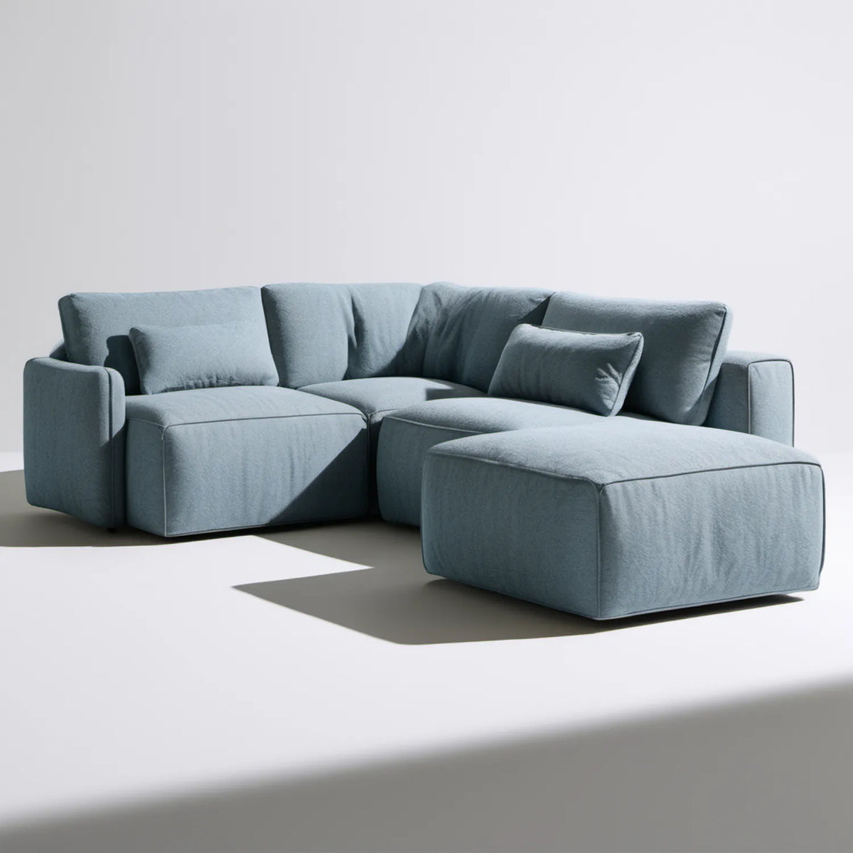 Modułowa sofa narożna w kształcie L, niebieskoszara, 260 x 170 x 82 cm