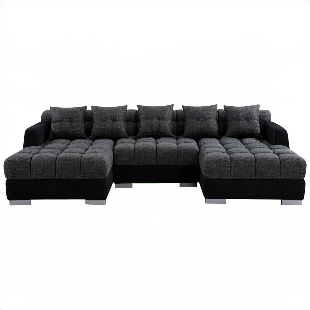 Sofa w kształcie U grafitowo-czarna 330 × 200 × 85 cm
