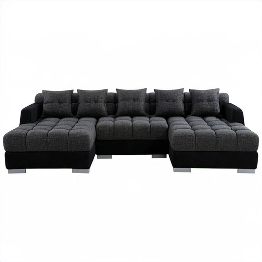 Sofa w kształcie U grafitowo-czarna 330 × 200 × 85 cm