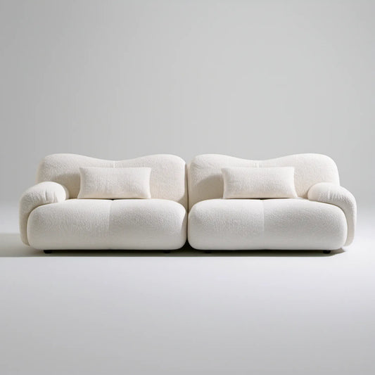 Kremowa modułowa sofa 2-osobowa z tkaniny bouclé 260 x 100 x 75 cm