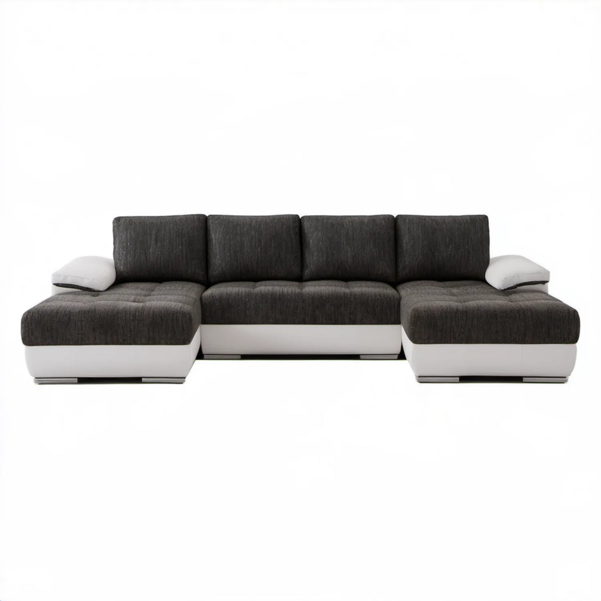 Modułowa sofa w kształcie U czarno-biała 310 x 160 x 85 cm
