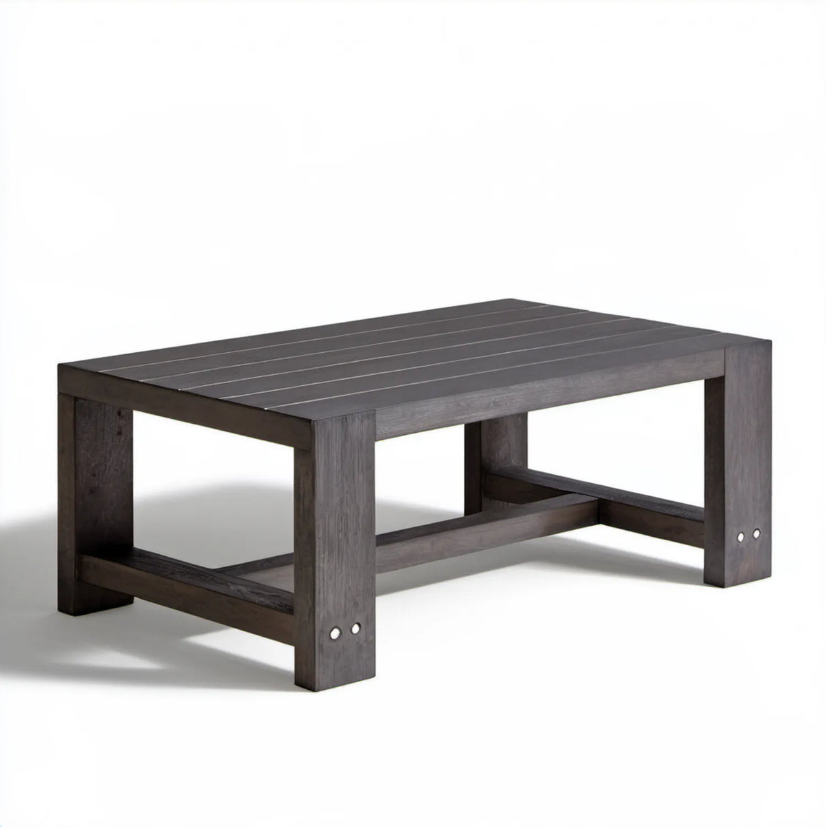 Prostokątny stolik kawowy z litego drewna ciemnobrązowy 110 x 60 x 45 cm
