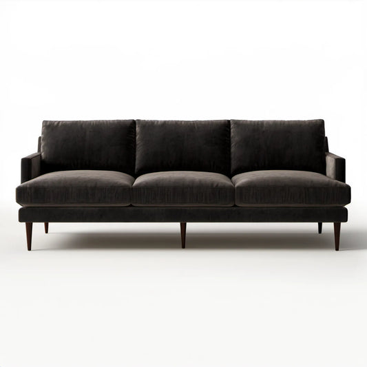 Czarna trzyosobowa sofa aksamitna 220 x 90 x 85 cm