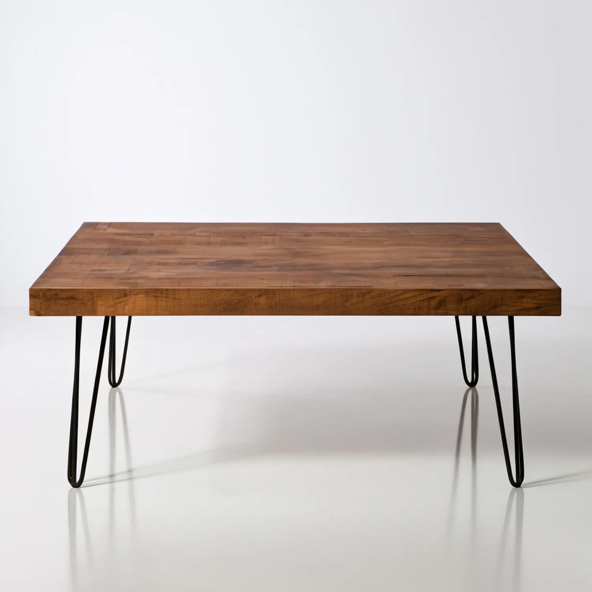 Prostokątny stolik kawowy z litego drewna akacjowego 120 x 60 x 45 cm Brązowy/Czarny